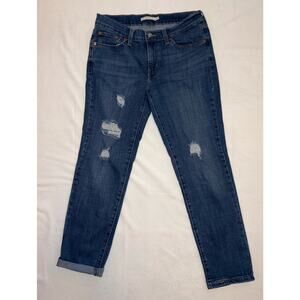Levi’s Distressed Boyfriend Cut Women 27x26 Classic Blue